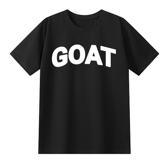 "The GOAT" Combed Cotton Regular Fit T-Shirt – Premium 190GSM Cotton Tee, Unisex Regular Fit, Minimal GOAT Logo Shirt, Streetwear Staple for Everyday Greatness