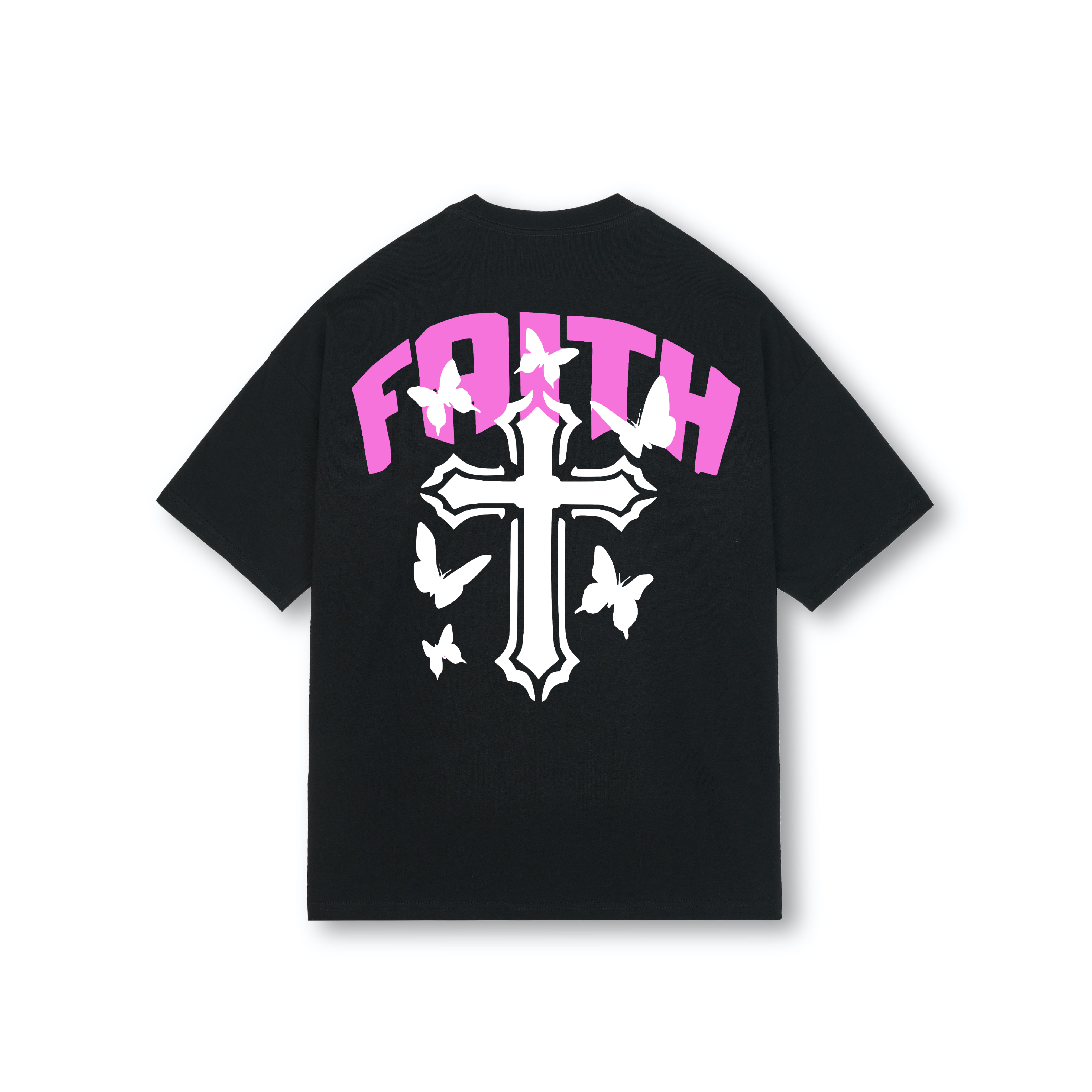 Faith Oversized Drop Shoulder T-Shirt, Premium Cotton Streetwear Tee, Unisex Retro Cross Graphic Top, Y2K Hip Hop Fashion Shirt