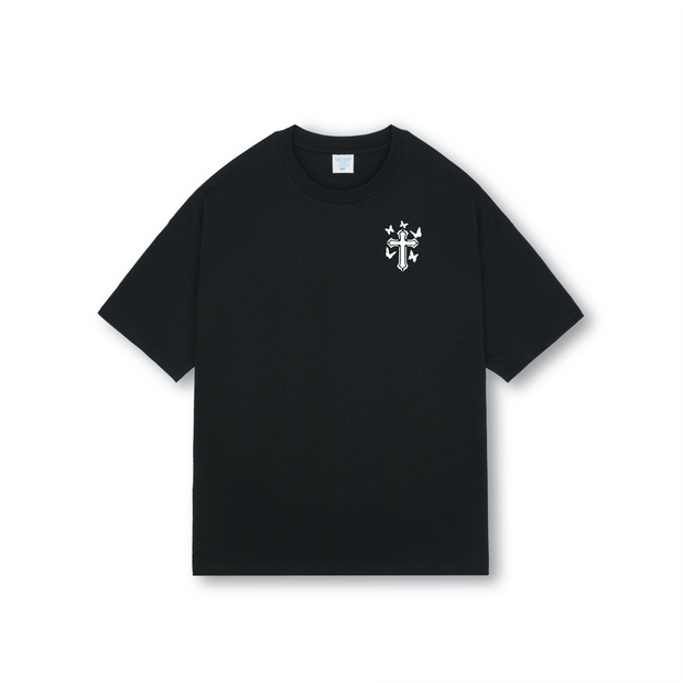 Faith Oversized Drop Shoulder T-Shirt, Premium Cotton Streetwear Tee, Unisex Retro Cross Graphic Top, Y2K Hip Hop Fashion Shirt
