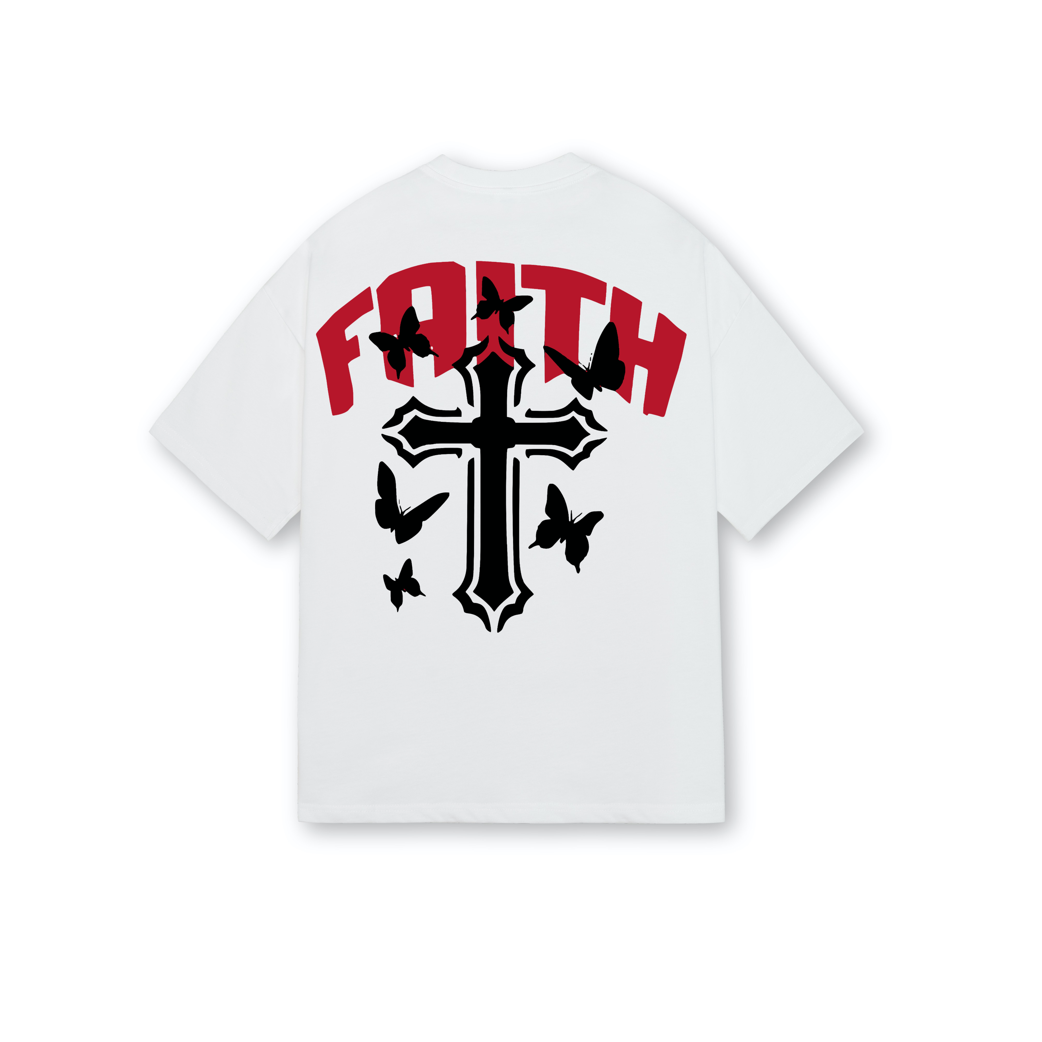 Faith Oversized Drop Shoulder T-Shirt, Premium Cotton Streetwear Tee, Unisex Retro Cross Graphic Top, Y2K Hip Hop Fashion Shirt