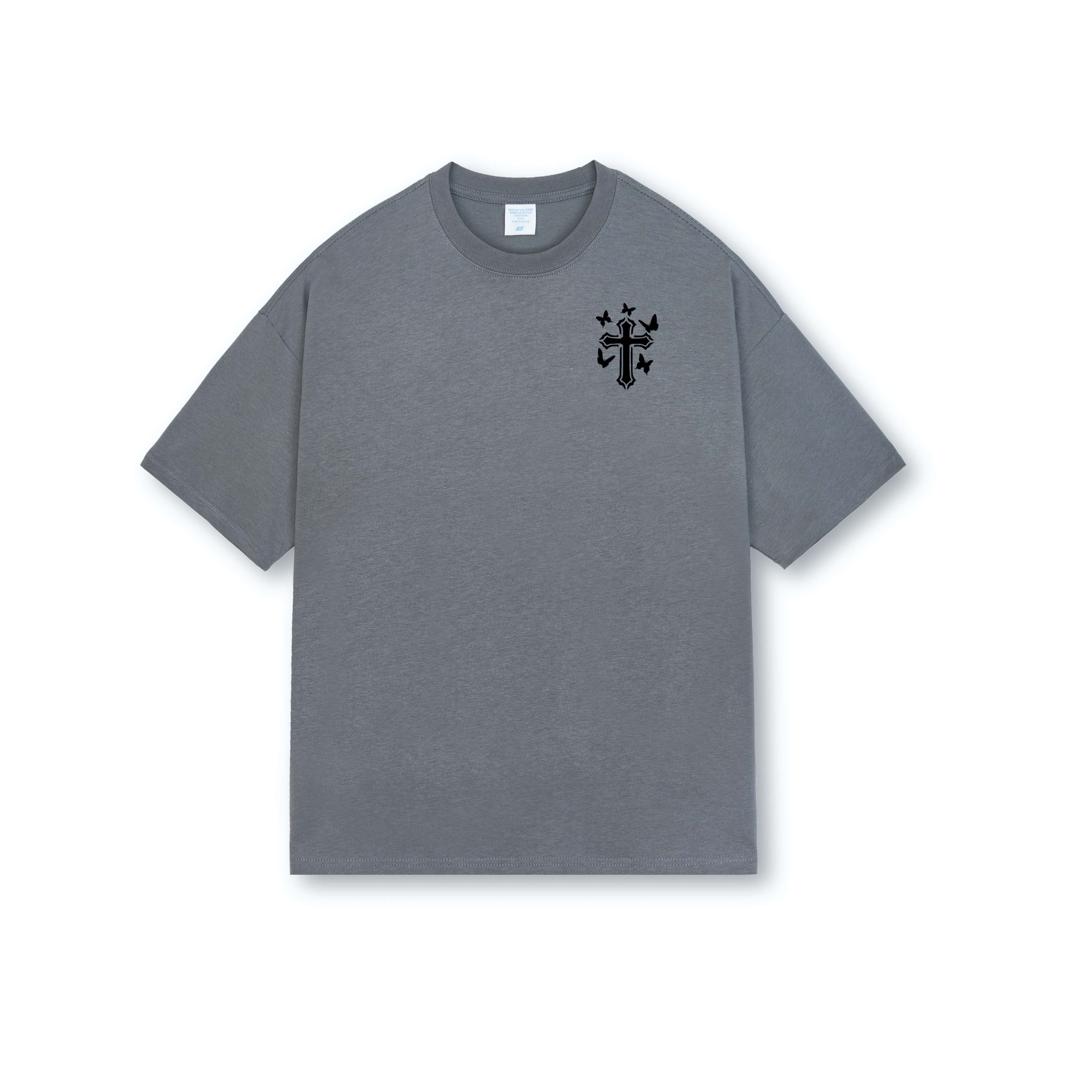 Faith Oversized Drop Shoulder T-Shirt, Premium Cotton Streetwear Tee, Unisex Retro Cross Graphic Top, Y2K Hip Hop Fashion Shirt