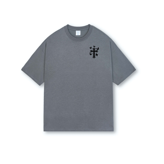Faith Oversized Drop Shoulder T-Shirt, Premium Cotton Streetwear Tee, Unisex Retro Cross Graphic Top, Y2K Hip Hop Fashion Shirt