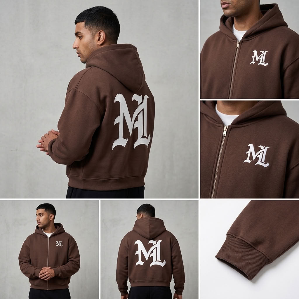 Marque Légendaire Waist Cropped Zip-Up Hoodie | 460GSM — Apparel & Accessories > Clothing > Activewear > Hoodies Detail View 13 | Legendary Branding