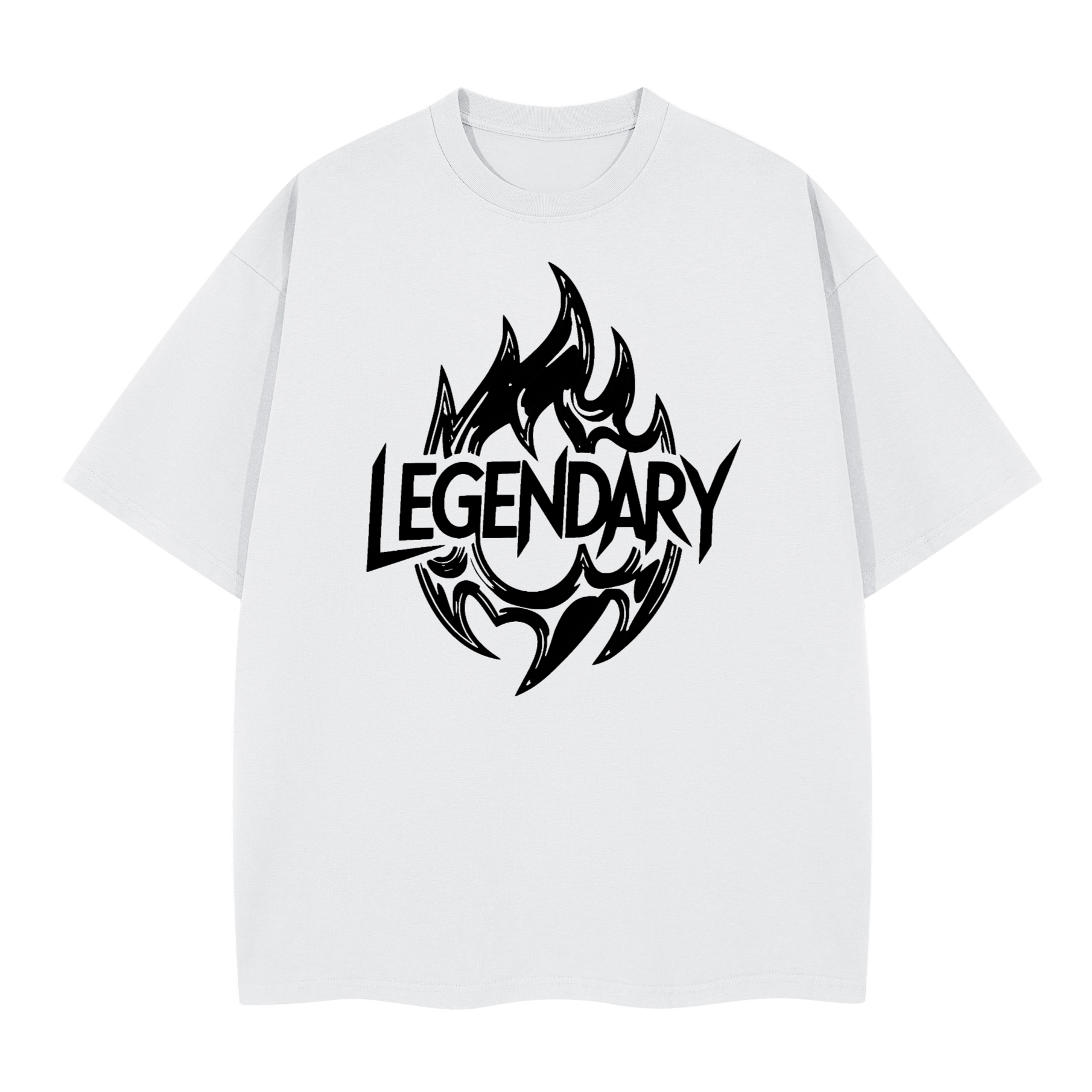 Legendary "Flame" Oversized Boxy T-shirt – Heavyweight 280GSM Streetwear Tee , Premium Cotton Drop Shoulder Top