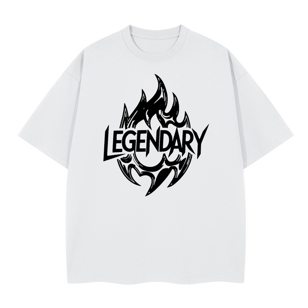 Legendary "Flame" Oversized Boxy T-shirt – Heavyweight 280GSM Streetwear Tee , Premium Cotton Drop Shoulder Top