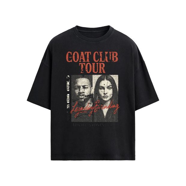 The Tour Oversized T-shirt – GOAT Club Tour Graphic Tee, Legendary Branding Streetwear Boxy Fit Cotton Shirt