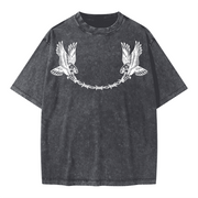 Neverdy Eagles Oversized Snow Wash T-shirt – Vintage Distressed Heavyweight Tee, Legendary Branding Streetwear