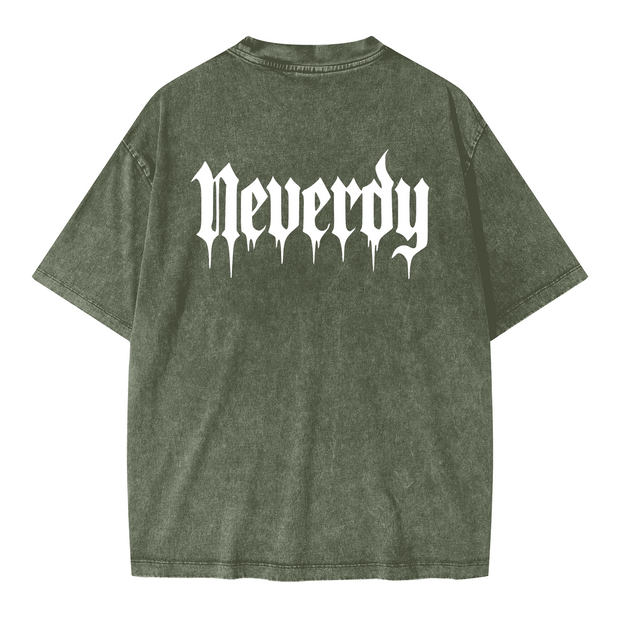 Neverdy Eagles Oversized Snow Wash T-shirt – Vintage Distressed Heavyweight Tee, Legendary Branding Streetwear