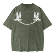 Neverdy Eagles Oversized Snow Wash T-shirt – Vintage Distressed Heavyweight Tee, Legendary Branding Streetwear