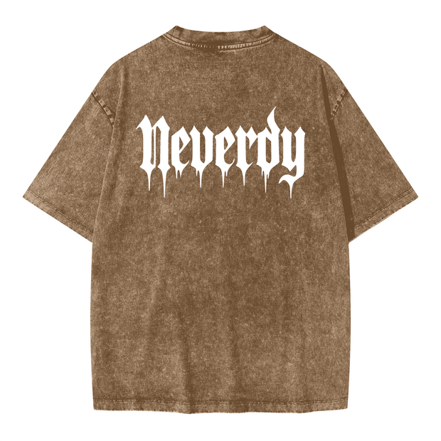 Neverdy Eagles Oversized Snow Wash T-shirt – Vintage Distressed Heavyweight Tee, Legendary Branding Streetwear