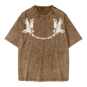 Neverdy Eagles Oversized Snow Wash T-shirt – Vintage Distressed Heavyweight Tee, Legendary Branding Streetwear