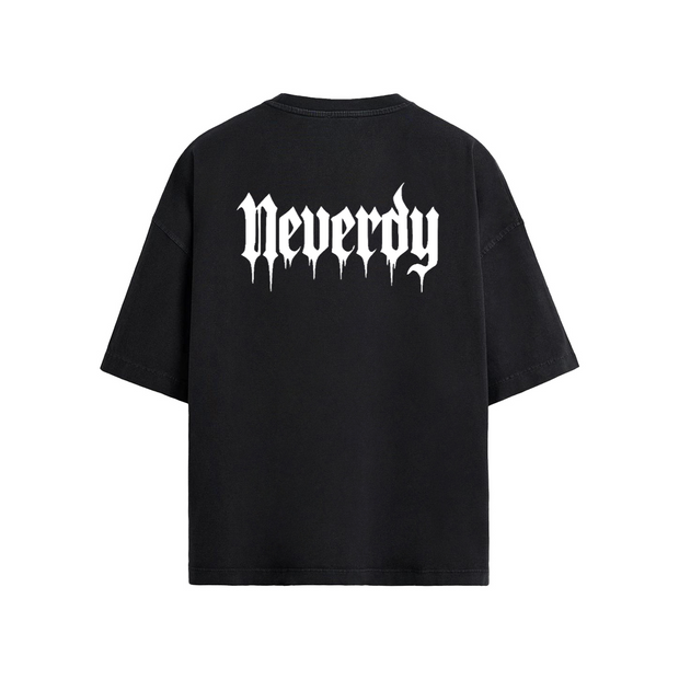 Neverdy Skulls Oversized T-shirt – Heavyweight Streetwear Tee, Legendary Branding Boxy Fit Skull Graphic Shirt