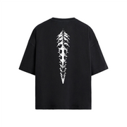 Neverdy Spine Oversized T-shirt – Heavyweight Boxy Oversized Streetwear Tee, Legendary Branding Skull Spine Graphic Shirt