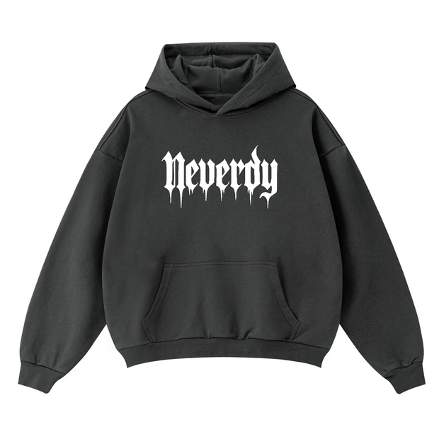 Neverdy No Story Boxy Fit Hoodie – Oversized Heavyweight Streetwear Hoodie, Legendary Branding Graffiti Print