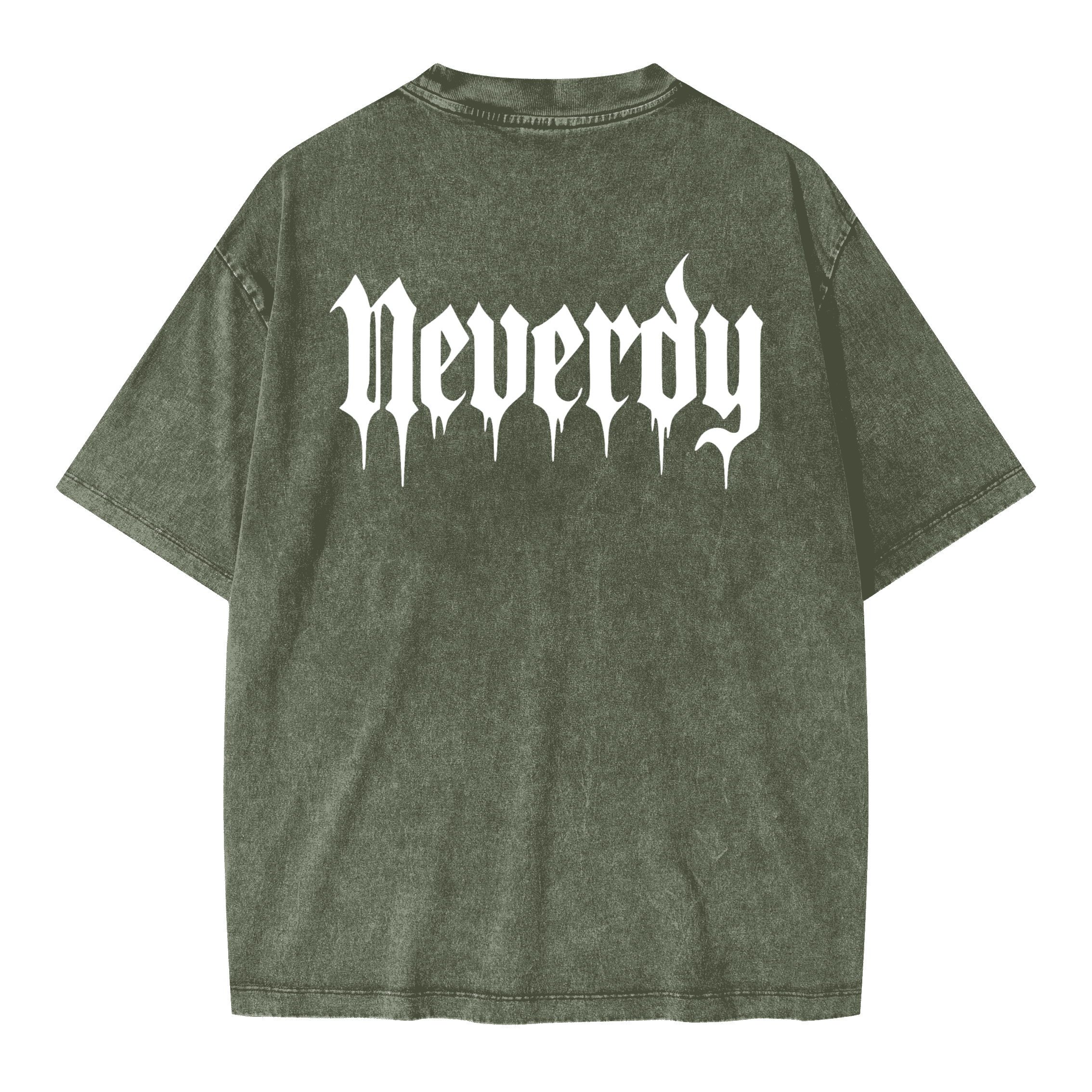 Neverdy Ribs Oversized Snow Wash T-Shirt – Vintage Distressed Skeleton Graphic Tee, Heavyweight Streetwear