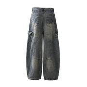 GOATED Heavyweight Multi-Pocket Washed Vintage Loose Jean – Men’s Streetwear Baggy Denim, Washed Retro Utility Jeans