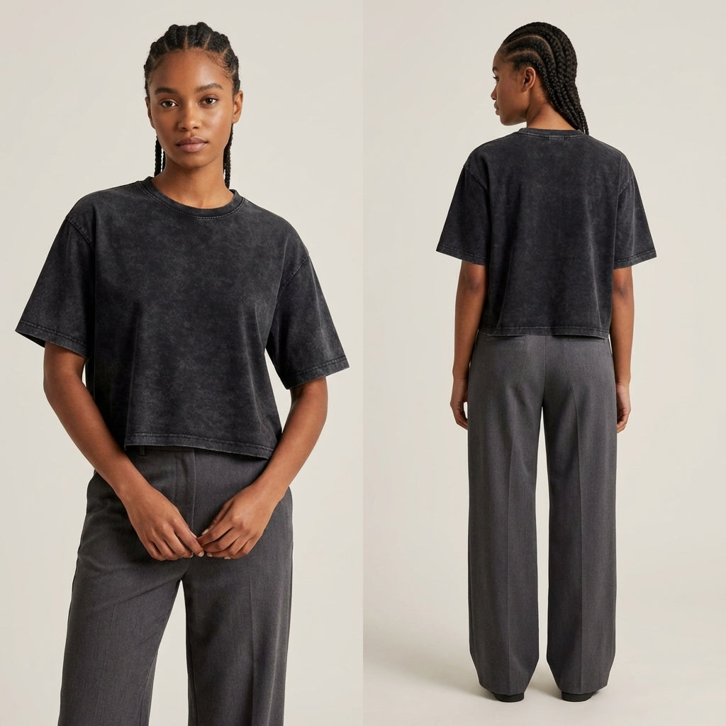 Cropped Snow Washed GOAT T-shirt