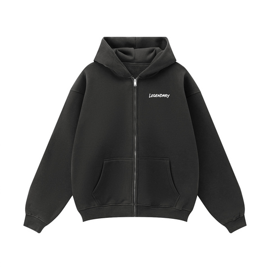 Legendary Fleece Zip-up Oversized Hoodie – Heavyweight Streetwear Zip Hoodie with Drop Shoulders