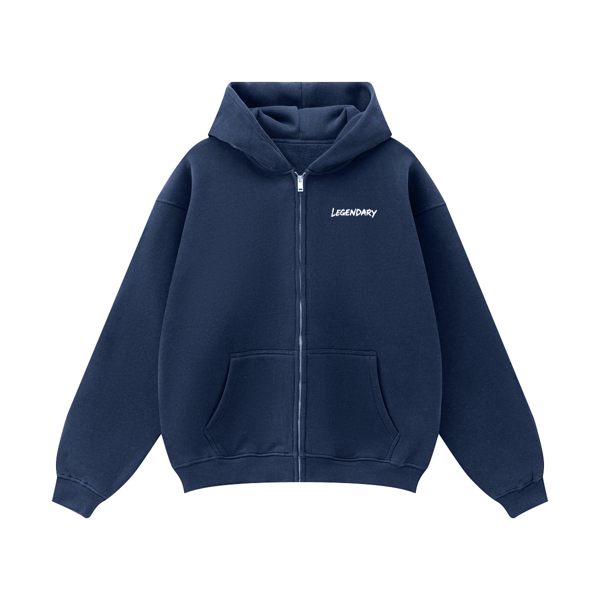 Legendary Fleece Zip-up Oversized Hoodie – Heavyweight Streetwear Zip Hoodie with Drop Shoulders