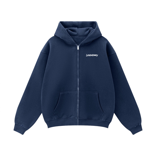 Legendary Fleece Zip-up Oversized Hoodie – Heavyweight Streetwear Zip Hoodie with Drop Shoulders
