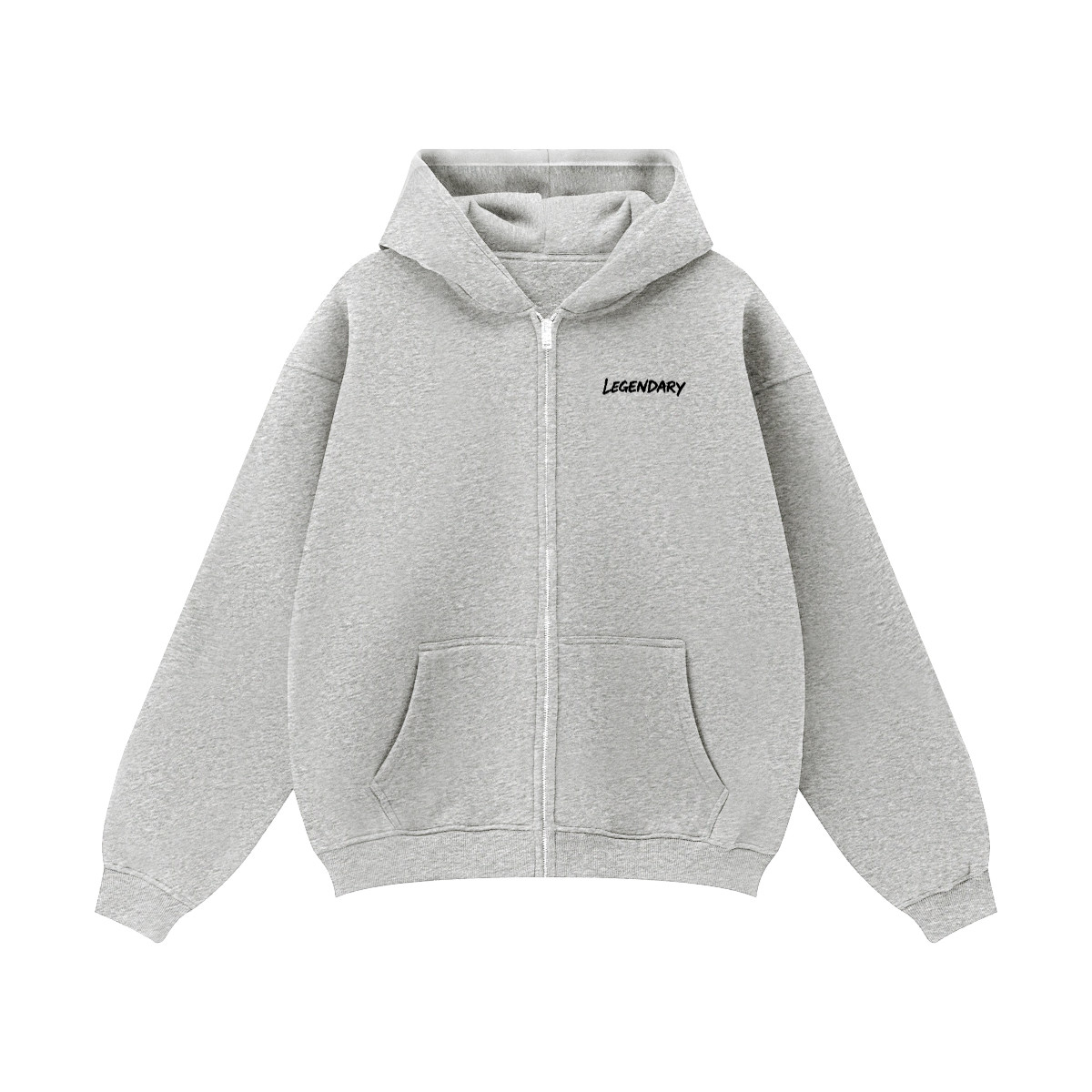 Legendary Fleece Zip-up Oversized Hoodie – Heavyweight Streetwear Zip Hoodie with Drop Shoulders