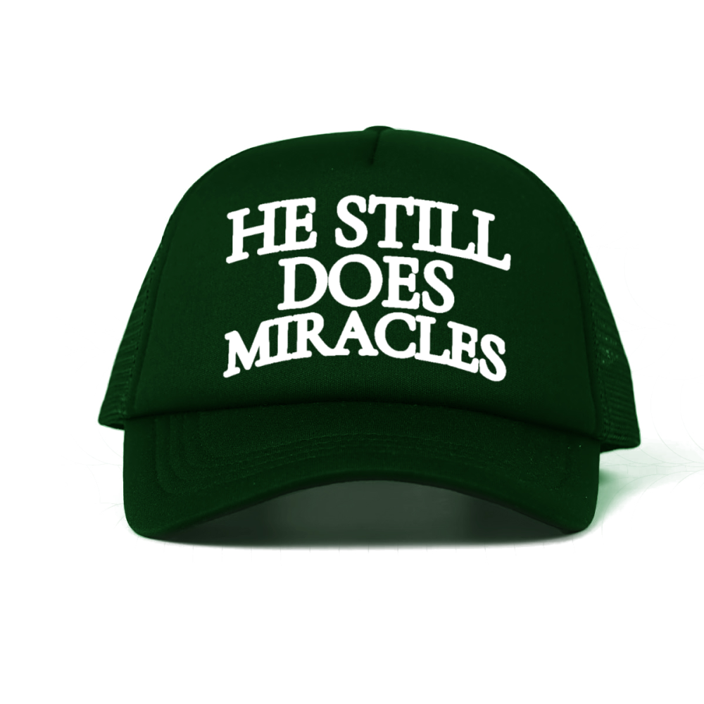 "HE STILL DOES MIRACLES" Cap – Faith-Based Trucker Hat, Adjustable Unisex Baseball Cap