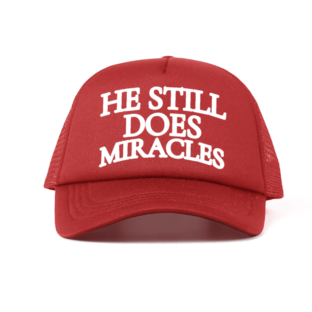 "HE STILL DOES MIRACLES" Cap – Faith-Based Trucker Hat, Adjustable Unisex Baseball Cap