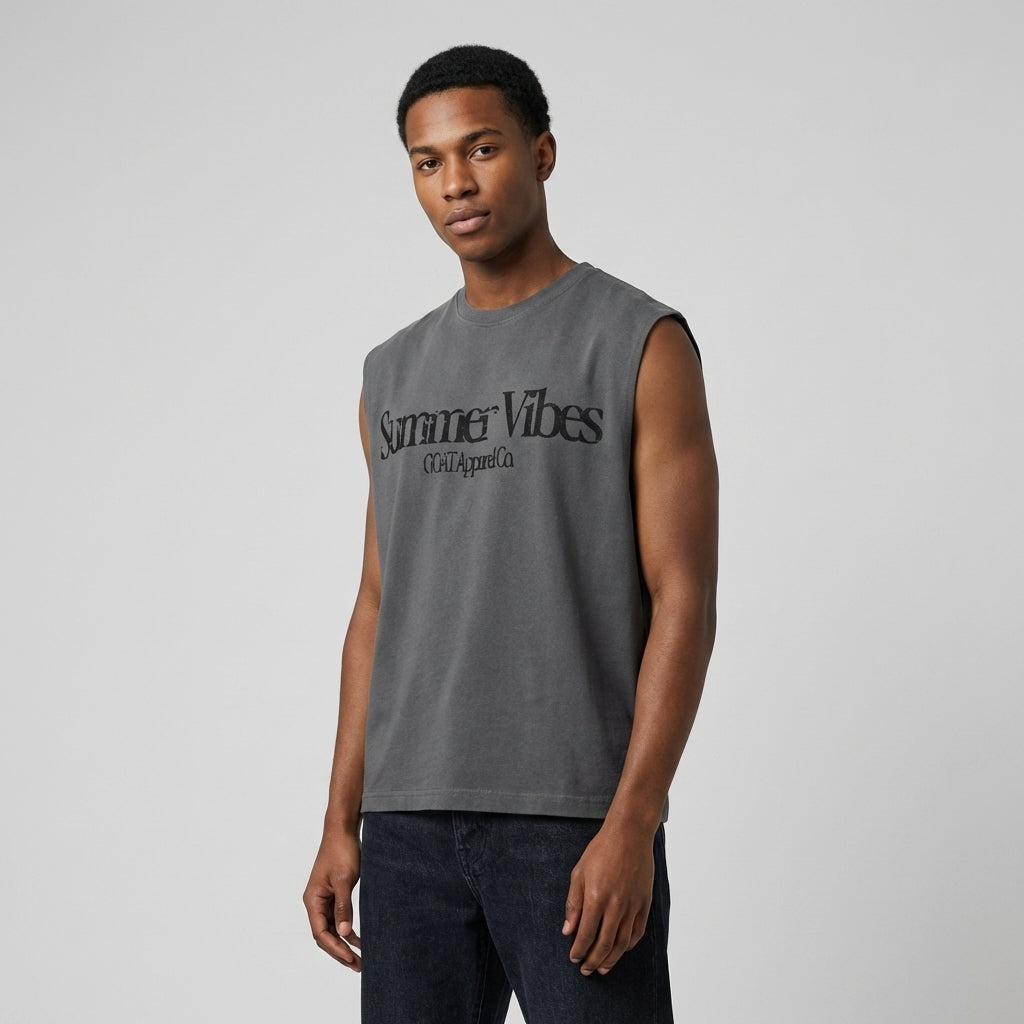 Summer Vibes Waist Cropped Boxy Tank Top - Legendary Branding