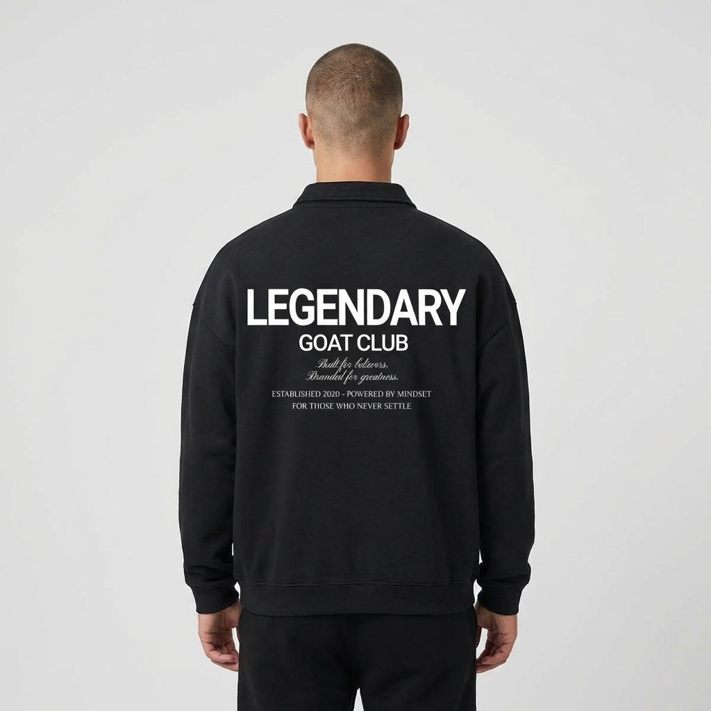Legendary Button Polo Collared Sweatshirt