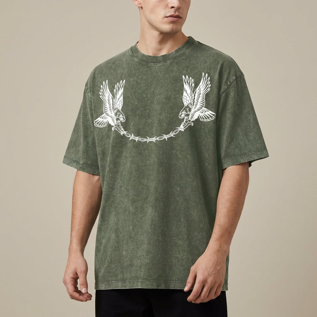 Neverdy (Never Die) Eagles Oversized Snow Wash T-shirt