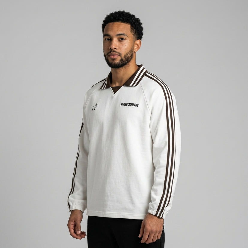 Marque Légendaire Contrast Striped Lapel Collar Sweatshirt | 380GSM