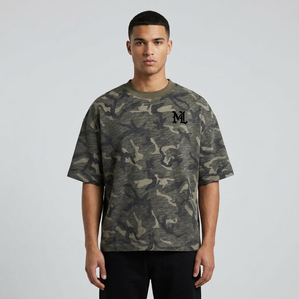 Marque Légendaire Unisex Heavyweight Camo Cropped Oversized T-Shirt