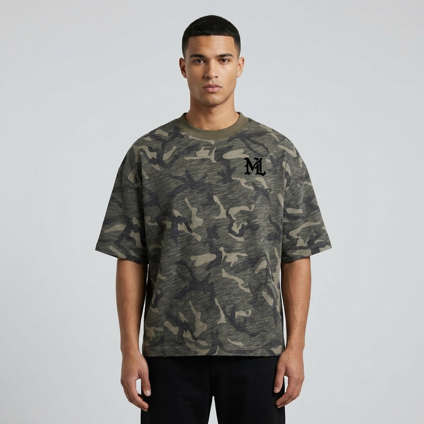 Marque Légendaire Unisex Heavyweight Camo Cropped Oversized T-Shirt