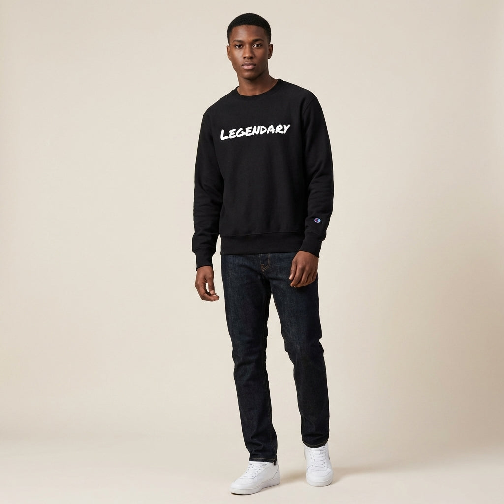 Sweat-shirt ras du cou Legendary x Champion® « Simple » – Pull streetwear minimaliste, pull à logo brodé, polaire Champion unisexe 