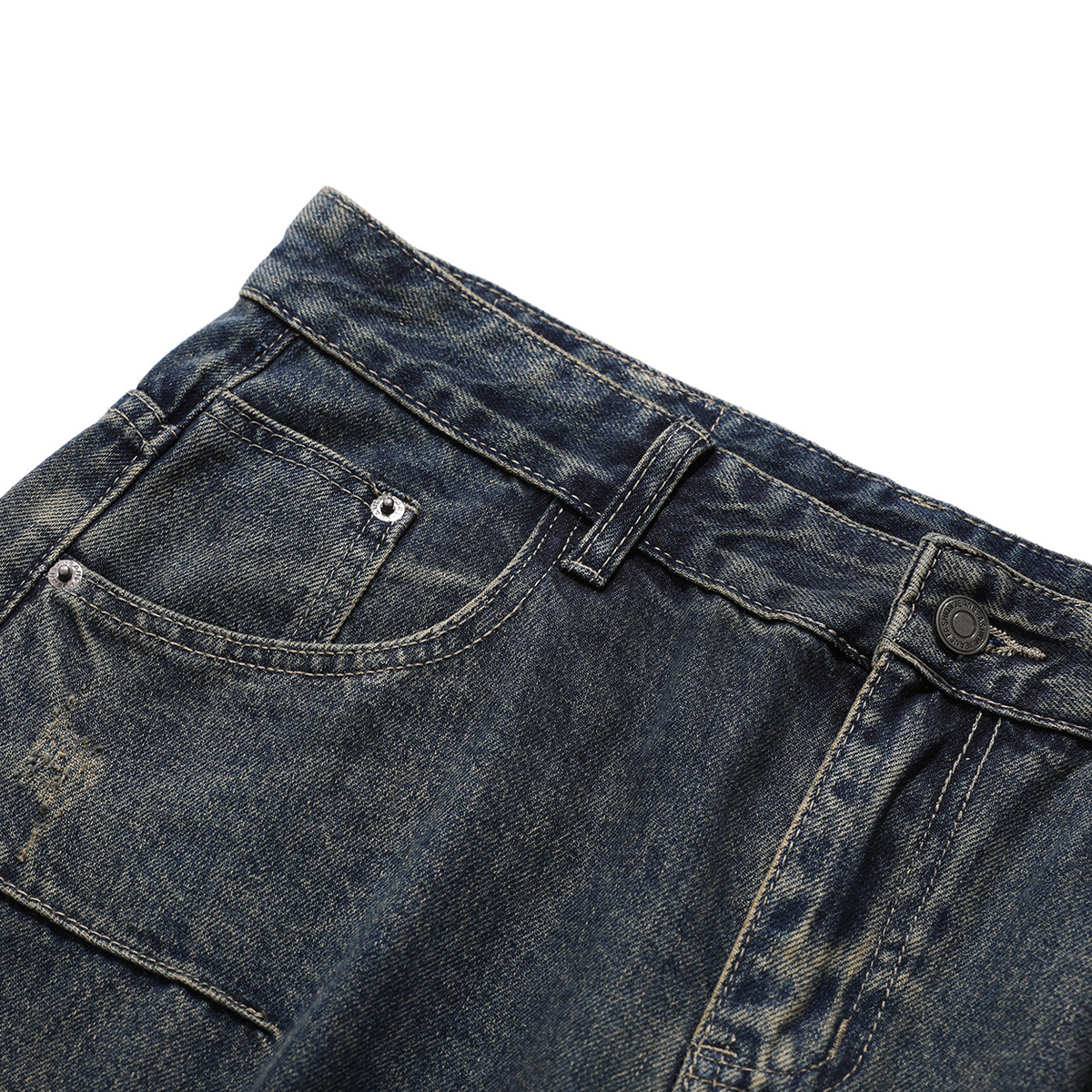 GOATED Heavyweight Multi-Pocket Washed Vintage Loose Jean – Men’s Streetwear Baggy Denim, Washed Retro Utility Jeans
