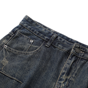 GOATED Heavyweight Multi-Pocket Washed Vintage Loose Jean – Men’s Streetwear Baggy Denim, Washed Retro Utility Jeans