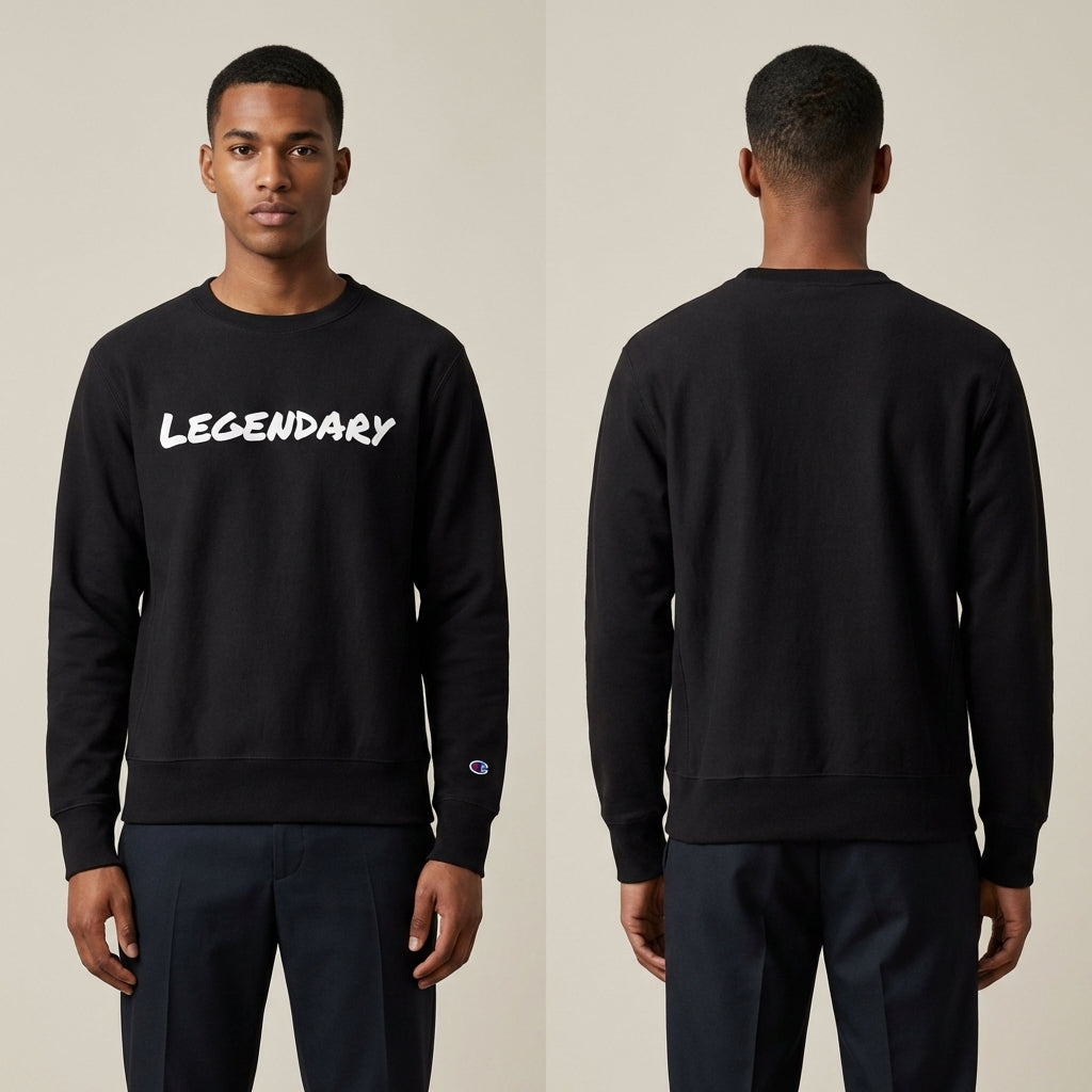 Sweat-shirt ras du cou Legendary x Champion® « Simple » – Pull streetwear minimaliste, pull à logo brodé, polaire Champion unisexe 