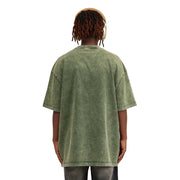 Blank Snow Wash GOAT T-Shirt, Vintage Oversized 285GSM Heavyweight Tee, Faded Distressed Cotton Shirt, Streetwear Urban Oversized Fit
