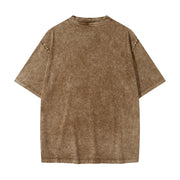 Blank Snow Wash GOAT T-Shirt, Vintage Oversized 285GSM Heavyweight Tee, Faded Distressed Cotton Shirt, Streetwear Urban Oversized Fit