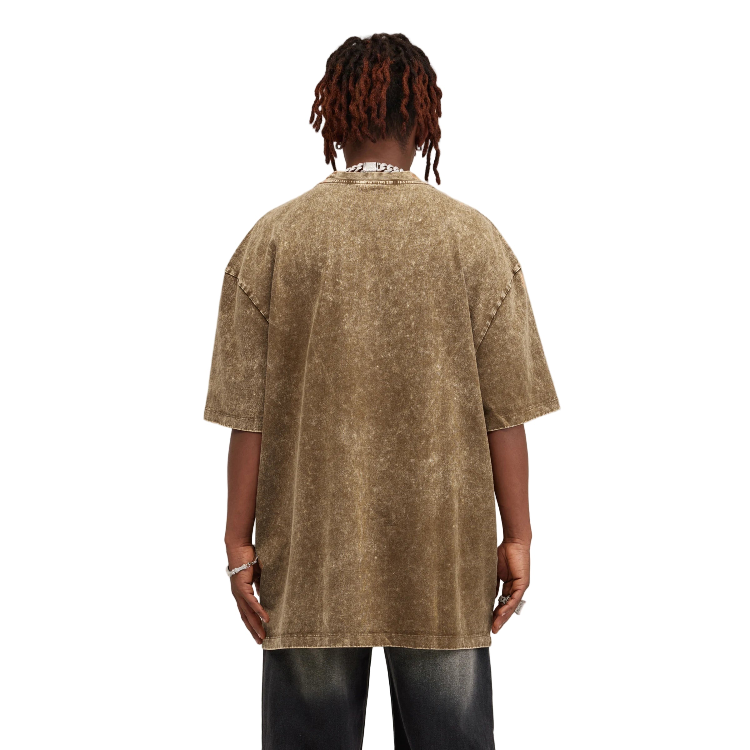 Blank Snow Wash GOAT T-Shirt, Vintage Oversized Tee, 285GSM Heavyweight Shirt, Faded Washed Cotton T-Shirt, Streetwear Distressed Tee, Oversized Urban Fit Shirt