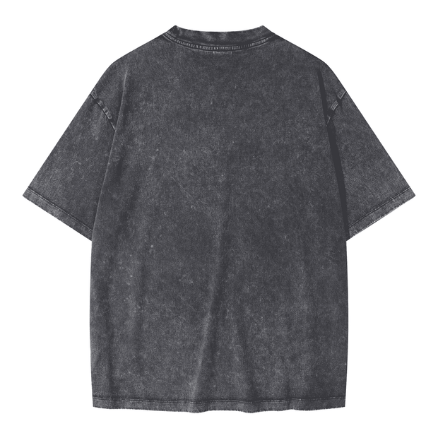 Blank Snow Wash GOAT T-Shirt, Vintage Oversized 285GSM Heavyweight Tee, Faded Distressed Cotton Shirt, Streetwear Urban Oversized Fit