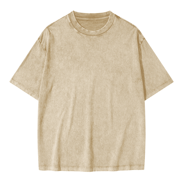 Blank Snow Wash GOAT T-Shirt, Vintage Oversized 285GSM Heavyweight Tee, Faded Distressed Cotton Shirt, Streetwear Urban Oversized Fit