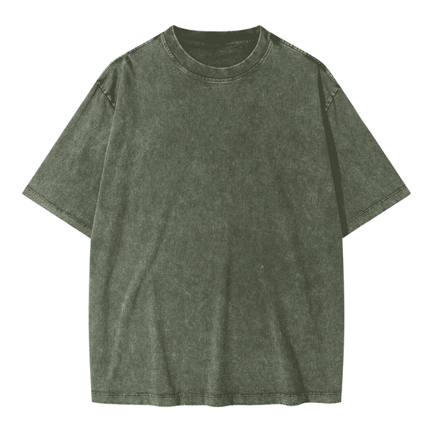 Blank Snow Wash GOAT T-Shirt, Vintage Oversized 285GSM Heavyweight Tee, Faded Distressed Cotton Shirt, Streetwear Urban Oversized Fit