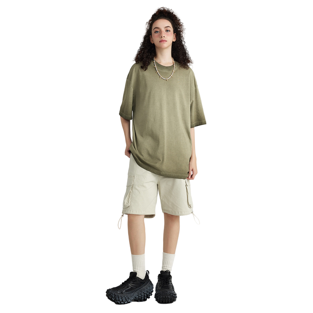 Blank Washed Gradient GOAT T-Shirt, Loose Fit Unisex Cotton Shirt, Vintage Fade Oversized Tee, Retro Gradient T-shirt, 255GSM Heavy Cotton Shirt