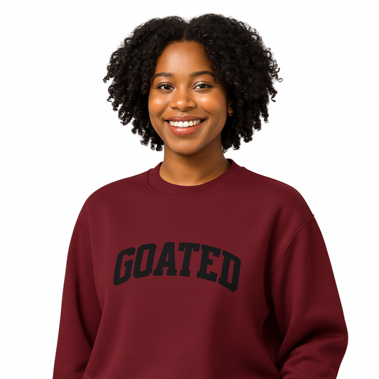"GOATED" Oversized Heavyweight Sweatshirt – Unisex Fleece Crewneck, Bold Streetwear Pullover, Soft Cotton Blend, Cozy Relaxed Fit, Drop Shoulder Hoodie Alt