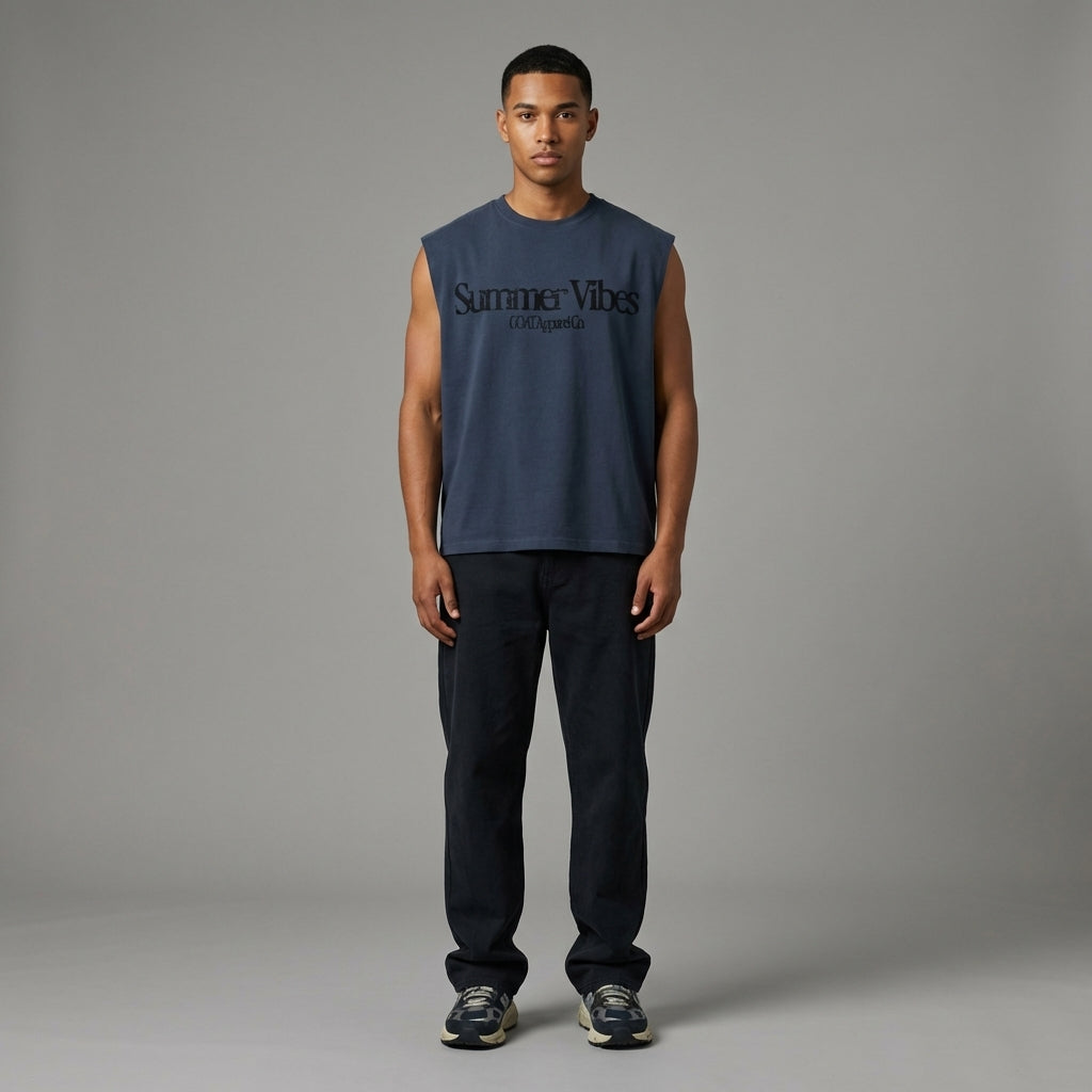Summer Vibes Waist Cropped Boxy Tank Top - Legendary Branding
