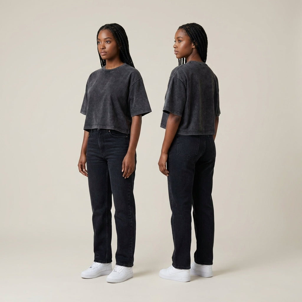 Cropped Snow Washed GOAT T-shirt - Legendary Branding