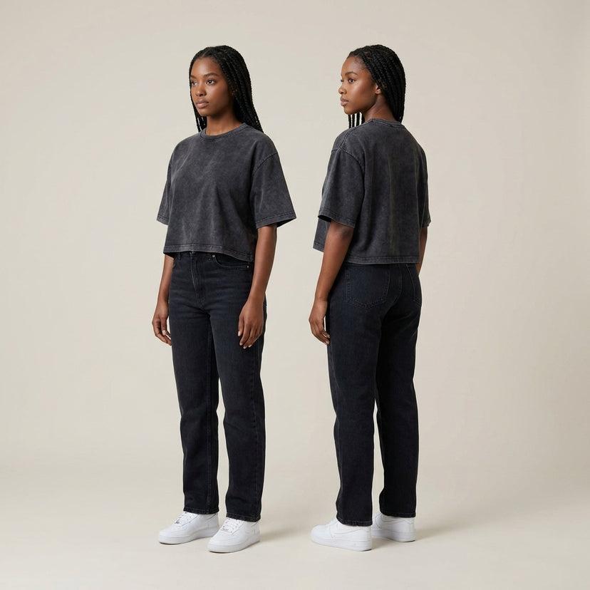 Cropped Snow Washed GOAT T-shirt - Legendary Branding