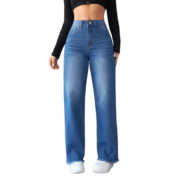 High-Waist Wide-Leg Jeans for Women – Straight Fit Denim, Vintage Y2K Street Style Pants