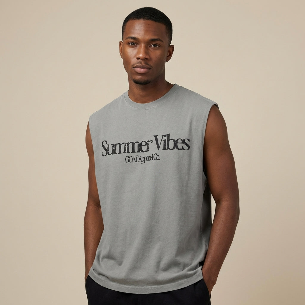 Summer Vibes Waist Cropped Boxy Tank Top - Legendary Branding
